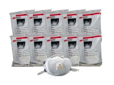 10- 3M 8233 N100 Particulate Respirator Smoke Protection Masks Exhalation Valve - Image 1 of 4
