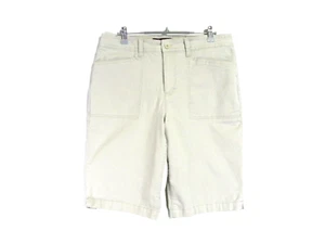 Gloria Vanderbilt Clam-Diggers Shorts Size 10 Flat Front Mid Rise Stretch Beige - Picture 1 of 5