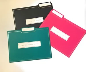 Decorative File Folders Gold Foil Accents Set of 3 Folders and 10 labels - Picture 1 of 7