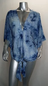Love Stitch tie front blue tie dye Shirt Size Medium blouse women’s - Picture 1 of 8