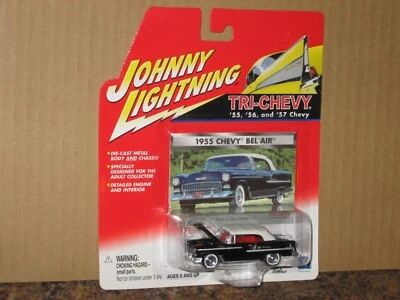 Johnny Lightning 1955 Chevy Bel Air '55 Tri-Chevy Convertible Black - Image 1 of 2