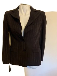 NWT Women’s Blazer ID. Collection Brown Pinstripe Blazer Soze 2 - Picture 1 of 8