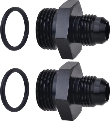 LokoCar Flare ORB 8AN to 6AN Male Fuel Rail Adapter Fitting Black 2PCS - Image 1 of 4