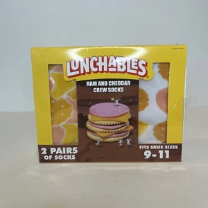 Lunchables Ham & Cheddar Cheese Crew Socks 2 Pair Men's Size 9-11 Brand New - Picture 1 of 6