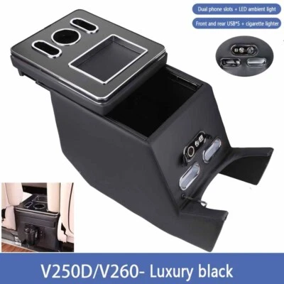 Caja Reposabrazos Mercedes Benz Clase V V V220 V250 V260 2014-2020 Negro + 2 USB - Imagen 1 de 4