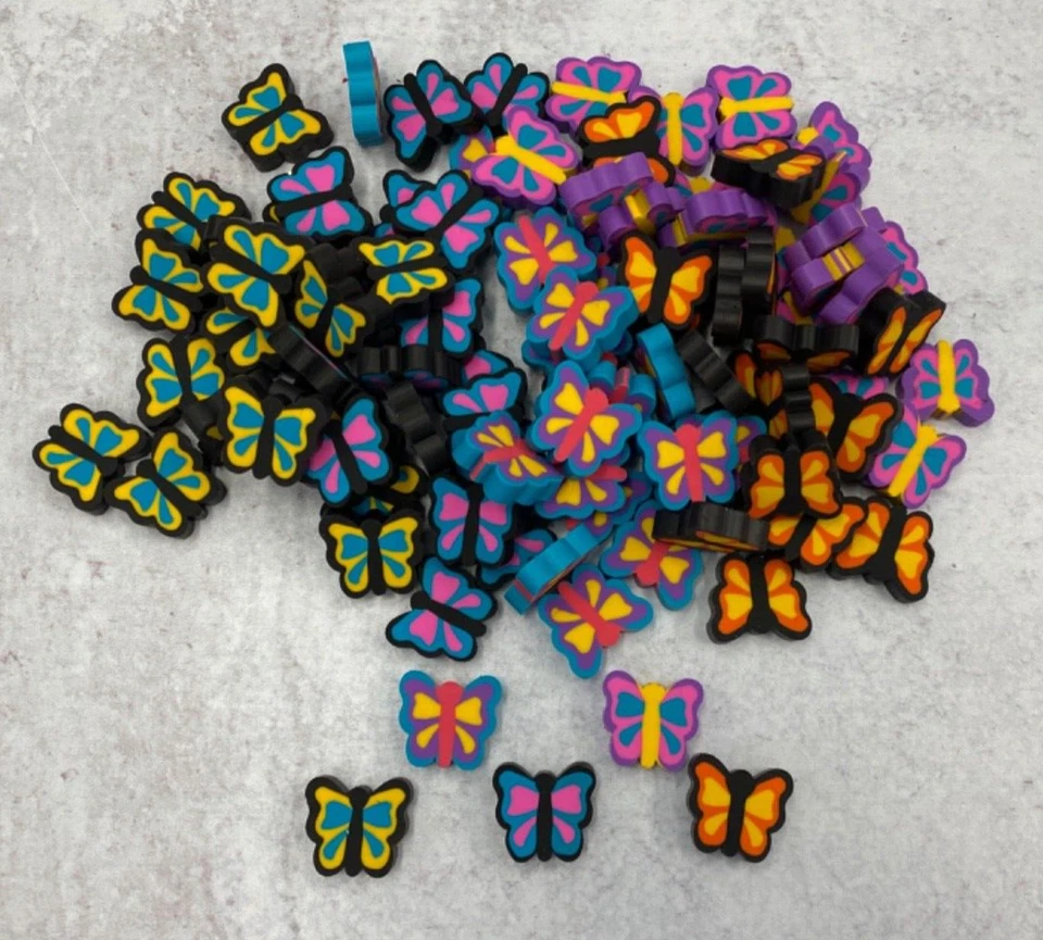 100 mini gomas de borrar en forma de mariposa suministros para maestros clasificación contador de matemáticas recompensas #3 Foto 1 de 1