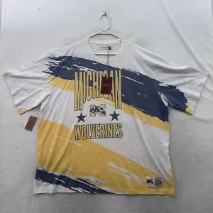 Michigan Wolverrines T Shirt Mens 3XL White All Over Print Graphic Mitchell Ness - Picture 1 of 10