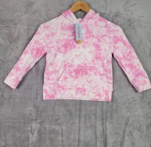 NWT Girls Bright Pink Tie dye Hooded Pullover Sweatshirt Cat & Jack Size Small - Picture 1 of 3