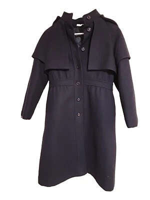 GVC RARO Abrigo de Lana Azul Marino YVES SAINT LAURENT JEUNESSE De Colección Capucha Extraíble Foto 1 de 4