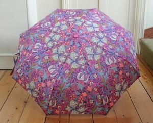 Morris & Co by Fulton Minilite UV Golden Lily Pink Folding Umbrella - Picture 1 of 6