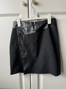 Ted Baker Black Leather Detail Skirt Size 1 Uk 8 - Picture 1 of 3