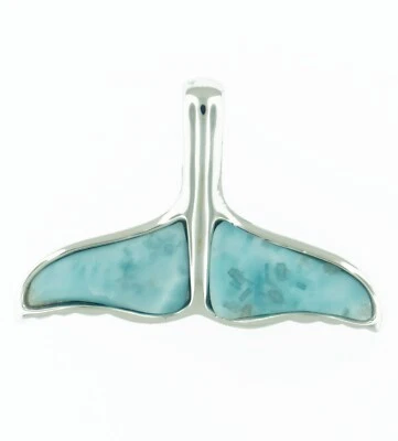 Colgante Larimar Natural Plata de Ley 925 - Cola de Ballena Hawaiana - GRANDE Foto 1 de 2