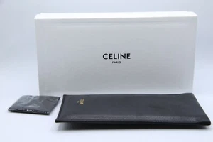 NEW CELINE BLACK LEATHER POUCH CLOTH BOX AUTHENTIC CASE EYEGLASSES EYEGLASSES - Picture 1 of 5