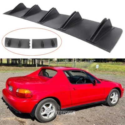 Difusor de para-choque traseiro 31"x7" spoiler 10 aletas divisor de lábios para Honda Civic Del Sol - Imagem 1 de 4