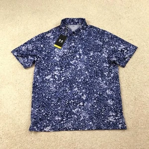 Under Armour Polo Shirt Golf Mens Large Blue Abstract New - Picture 1 of 7