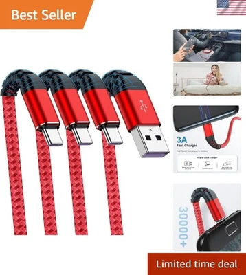 Paquete de 3 cables USB C rojos de 6 pies - carga rápida y sincronización de datos para iPhone y Galaxy Foto 1 de 4