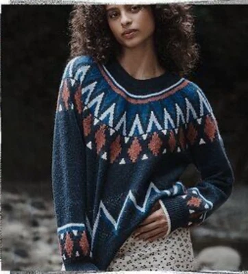 Разные Anthropologie Fairisle ворота свитер в глубокий темно-синий XS новый ** BH1007 - Изображение 1 из 4