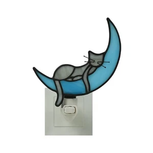 Gato en Luna Decoración Vidrieras Luces Nocturnas Enchufe en Pared Decorativas,Noche... - Imagen 1 de 8