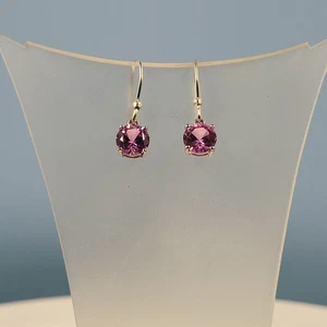 Pink Sapphire Silver Earrings, Lab Created Sapphire, Faceted Gemstone Jewellery - Picture 1 of 4