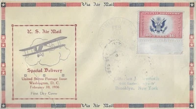 1936 Special Delivery FDC, #CE2, 16c Great Seal, Eagle Cover Service - Image 1 of 2