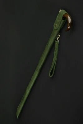 Estuche de bastón de cuero verde cubre bastón para caminar bolsa para almacenamiento de bastón regalo Foto 1 de 4