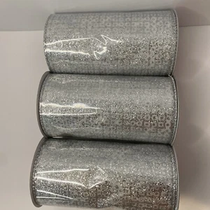 Christmas Silver Design 3 New Extra Wide Ribbon, 5.5 x 6 yd by Celebrate It™ - Picture 1 of 9