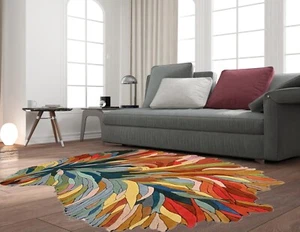 Irregular Shaped Handmade Wool,Unique Carpet Contemporary,Thick Premium Area Rug - Picture 1 of 10