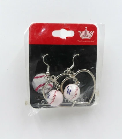 MLB Colorado Rockies Heart Shape Earrings, Dangled Baseball By Aminco Cover