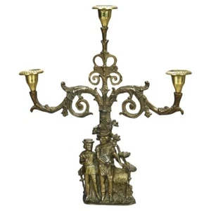 Antique Brass & Marble Girandole Candelabra with Figures C1890 - Picture 1 of 8
