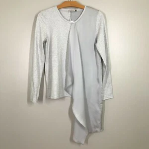Maude Vivante Gray Long Sleeve Asymmetrical Mixed Media Draped Top NWT Size S - Picture 1 of 6