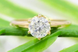 1.5 CT Round Brilliant Cut Natural Diamond Solitaire Ring 14K Yellow Gold - Picture 1 of 8