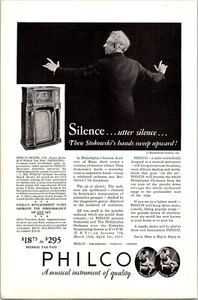 PRINT AD 1933 Philco Model 15X AM Radio Leopold Stokowski 6.75 x 10 - Picture 1 of 3