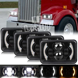 4x6" 300W LED Headlights For Kenworth T800 Peterbilt 379 378 Freightliner FLD120 - Picture 1 of 12