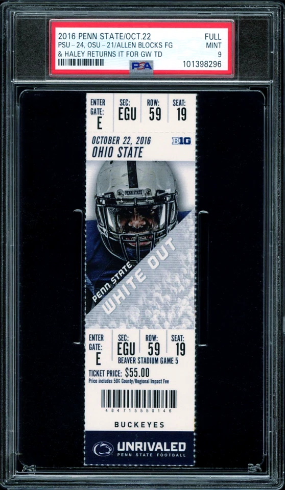 "The Block Six" 2016 Ohio State at Penn State Upset Ticket Stub 10-27-16 -PSA 9 - Image 1 of 1