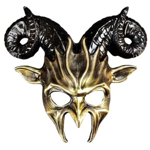 Voodoo Elk Ram Horns Masquerade Mask Animal Skull Halloween Mask Gold Black - Picture 1 of 3