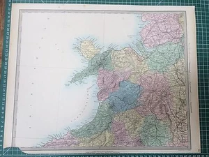 1865 Buen Tamaño SDUK Walker Mapa de Inglaterra y Gales, Hoja 4, N Gales & W Eng - Imagen 1 de 4