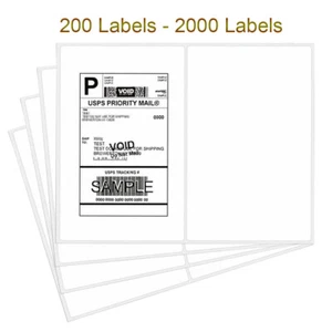 200 - 2000 Mailing Shipping Labels 8.5x5.5 Round Corner Half Sheet Self Adhesive - Picture 1 of 5