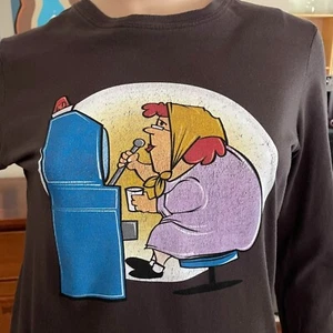 Slot Machine Grandma Womens Long Sleeve T Shirt Sz S Brown Graphic Funny Comic - Picture 1 of 7