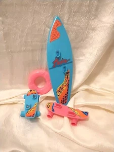 Vintage Barbie Skateboards, Surf Board & Life Perserver 1991 Arco - Picture 1 of 12