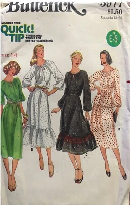 Vintage 70s Raglan Sleeve Peasant Top & Dirndl Skirt Size:14 Sewing Pattern - Image 1 of 4