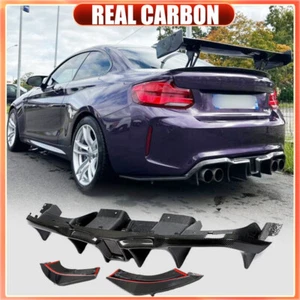 For BMW F87 M2 M2C Coupe 16-19 REAL CARBON Rear Bumper Diffuser Lip Brake Light - Picture 1 of 12