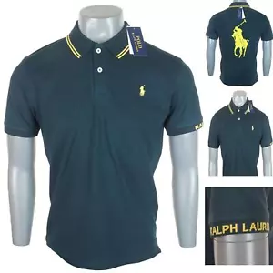 Neu echtes Herren Ralph Lauren Stretch Poloshirt geprägt bestickt grün - Bild 1 von 5
