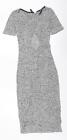 H&M Damen-T-Shirt grau Viskose Kleid Größe S Rundausschnitt Pullover