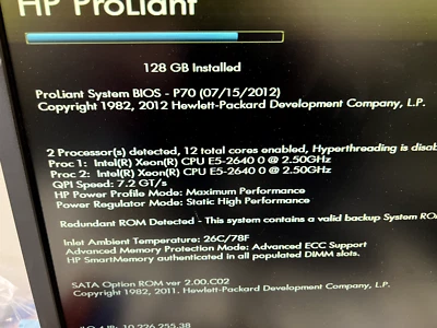 HP ProLiant DL380p G8 GEN8  12 CORE 2X E5-2640 , 128GB mem,2x 300GB sas disk - Image 1 of 4