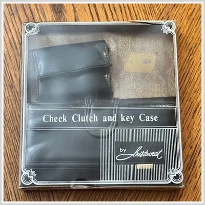 Juego de clutch y estuche para llaves a cuadros Aristocrat NOS años 60 embalaje cuero sintético Foto 1 de 4
