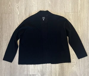 Eileen Fisher 100% schwarze Wolle Strickjacke Damen L italienisches Garn Strick offen - Bild 1 von 6