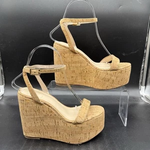 House of Harlow 1960 Womens size 5.5 Strappy 5" Cork Heel Wedges - Picture 1 of 7
