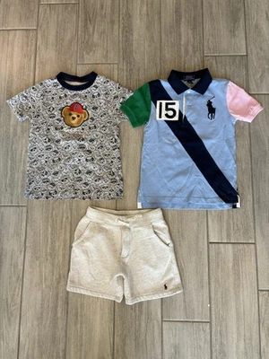 Polo Ralph Lauren для мальчиков лот рубашки и шорты размер 5 синий Polo Bear - Изображение 1 из 2