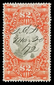 Scott R145 1872 $2.00 Third Issue Revenue Used VF Cat $65 - Picture 1 of 1