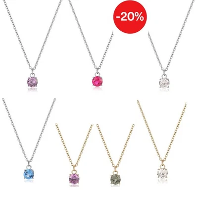 Sagapo Collana Donna Punto Luce Acciaio Oro Zircone Colorato SDZ Varianti - Immagine 1 di 3